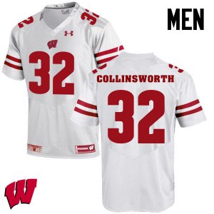 Men's Wisconsin Badgers NCAA #32 Jake Collinsworth White Authentic Under Armour Stitched College Football Jersey NM31Q51YN